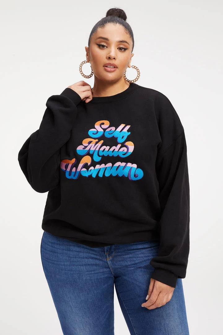 Flash Sale 🎁 GOOD AMERICAN THE B PROJECT SELFMADE SWEATSHIRT | BLACK ✨ 2 GOOD AMERICAN THE B PROJECT SELFMADE SWEATSHIRT | BLACK
