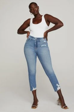 GA-SALE High Waisted GOOD STRAIGHT UNDER WAIST FRAY | BLUE618