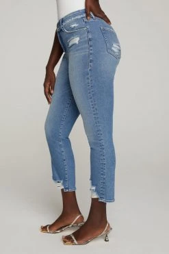 GA-SALE High Waisted GOOD STRAIGHT UNDER WAIST FRAY | BLUE618