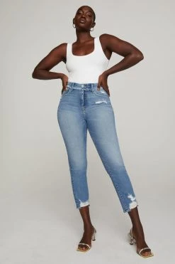 GA-SALE High Waisted GOOD STRAIGHT UNDER WAIST FRAY | BLUE618