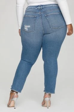 GA-SALE High Waisted GOOD STRAIGHT UNDER WAIST FRAY | BLUE618