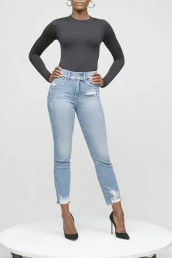 GA-SALE High Waisted GOOD STRAIGHT UNDER WAIST FRAY | BLUE618