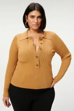 GA-SALE PLAITED RIB POLO | BRONZE BROWN001