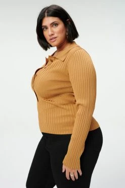 GA-SALE PLAITED RIB POLO | BRONZE BROWN001