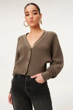 GA-SALE RIB CROP CARDI | SEPIA001