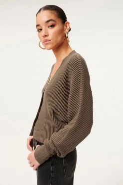 GA-SALE RIB CROP CARDI | SEPIA001