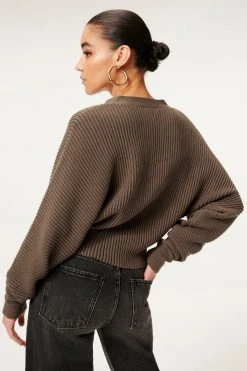 GA-SALE RIB CROP CARDI | SEPIA001