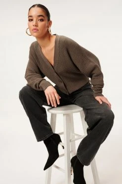 GA-SALE RIB CROP CARDI | SEPIA001