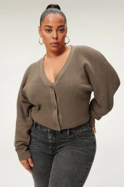 GA-SALE RIB CROP CARDI | SEPIA001