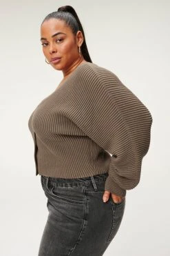 GA-SALE RIB CROP CARDI | SEPIA001