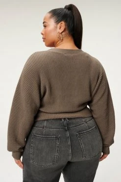 GA-SALE RIB CROP CARDI | SEPIA001