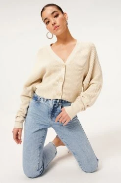 GA-SALE RIB CROP CARDI | TUSK001