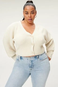 GA-SALE RIB CROP CARDI | TUSK001