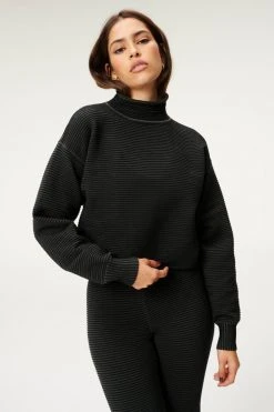 GA-SALE HEAVY RIB CROP MOCK NECK | BLACK001