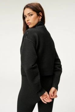 GA-SALE HEAVY RIB CROP MOCK NECK | BLACK001