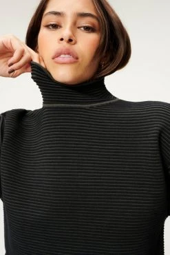 GA-SALE HEAVY RIB CROP MOCK NECK | BLACK001