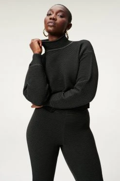 GA-SALE HEAVY RIB CROP MOCK NECK | BLACK001