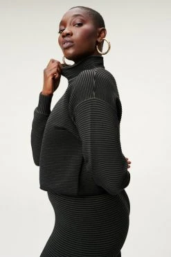 GA-SALE HEAVY RIB CROP MOCK NECK | BLACK001