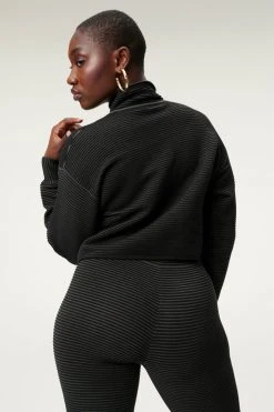 GA-SALE HEAVY RIB CROP MOCK NECK | BLACK001