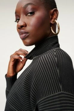 GA-SALE HEAVY RIB CROP MOCK NECK | BLACK001