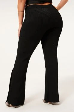 GA-SALE Leggings & Pants PLAITED RIB BOSS FLARE | BLACK001