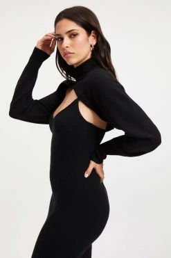 GA-SALE FOREVER SHRUG SWEATER | BLACK001