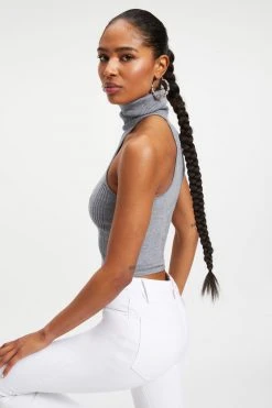 GA-SALE Tops FOREVER TURTLENECK HALTER | HEATHER GREY001