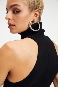 GA-SALE Tops FOREVER TURTLENECK HALTER | BLACK001