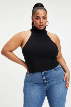 GA-SALE Tops FOREVER TURTLENECK HALTER | BLACK001