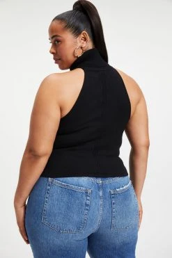 GA-SALE Tops FOREVER TURTLENECK HALTER | BLACK001