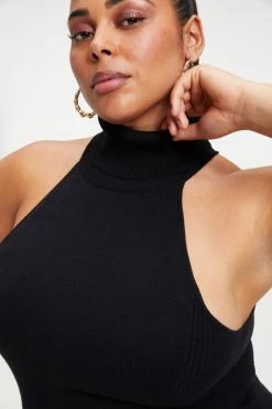 GA-SALE Tops FOREVER TURTLENECK HALTER | BLACK001