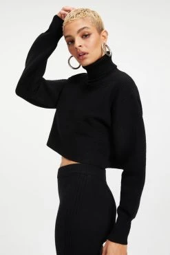 GA-SALE FOREVER CROPPED TURTLENECK | BLACK001 Tops