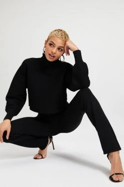 GA-SALE FOREVER CROPPED TURTLENECK | BLACK001 Tops