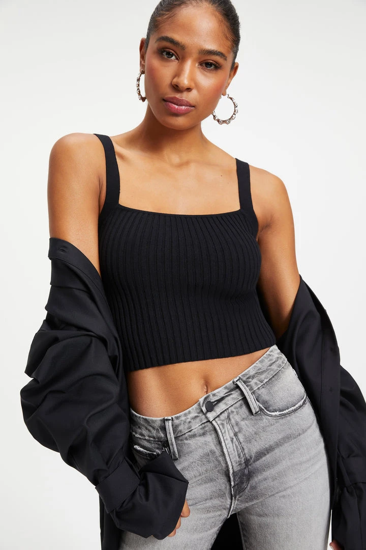 Buy 🌟 GOOD AMERICAN '90s KNITTED TANK | BLACK001 Good '90s 😀 6 GOOD AMERICAN '90s KNITTED TANK | BLACK001 Good '90s