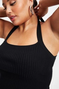 GOOD AMERICAN '90s KNITTED TANK | BLACK001 Good '90s