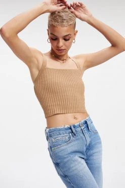 GOOD AMERICAN Good '90s '90s KNITTED TANK | PECAN001