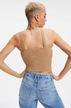 GOOD AMERICAN Good '90s '90s KNITTED TANK | PECAN001