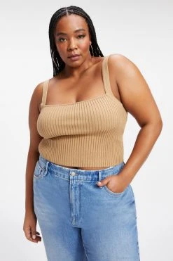 GOOD AMERICAN Good '90s '90s KNITTED TANK | PECAN001