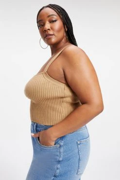 GOOD AMERICAN Good '90s '90s KNITTED TANK | PECAN001