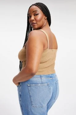 GOOD AMERICAN Good '90s '90s KNITTED TANK | PECAN001