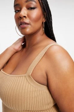 GOOD AMERICAN Good '90s '90s KNITTED TANK | PECAN001