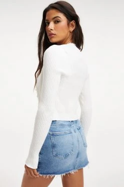 Buy ⌛ GOOD AMERICAN Tops KNITTED CROP CARDIGAN | IVORY001 💯 14 GOOD AMERICAN Tops KNITTED CROP CARDIGAN | IVORY001