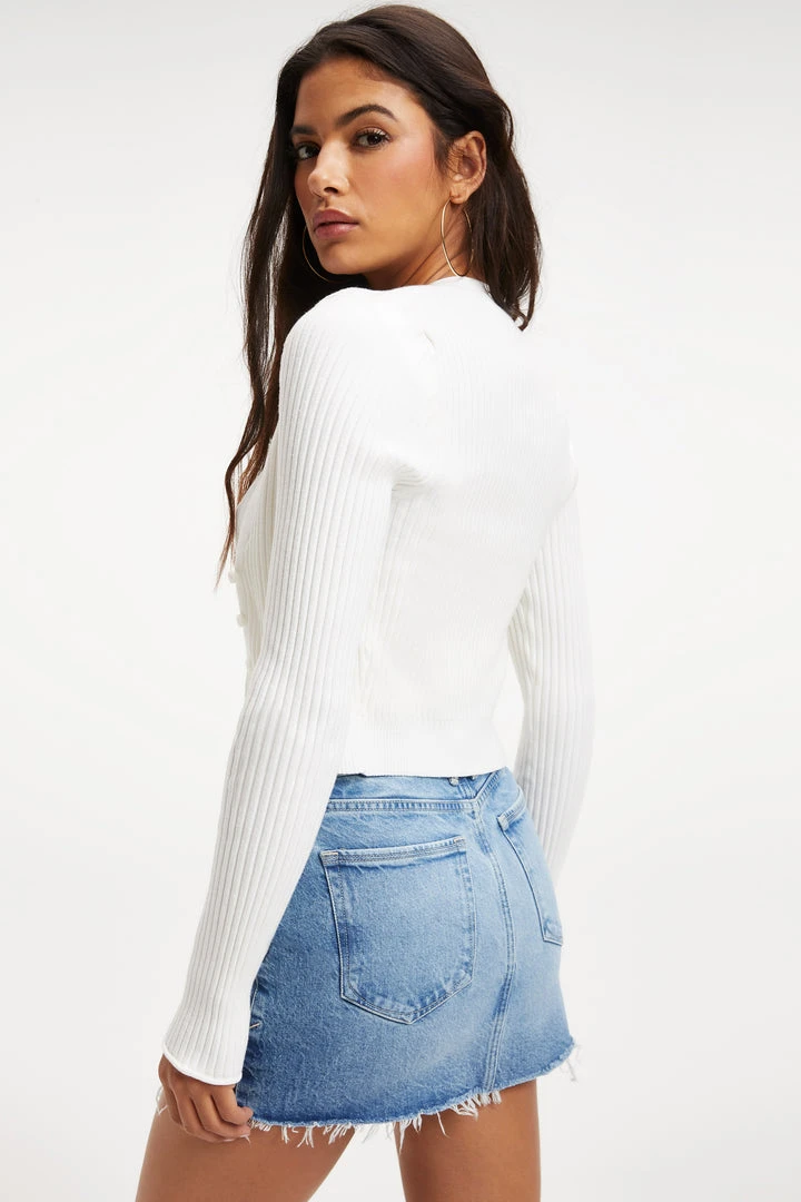 Buy ⌛ GOOD AMERICAN Tops KNITTED CROP CARDIGAN | IVORY001 💯 4 GOOD AMERICAN Tops KNITTED CROP CARDIGAN | IVORY001