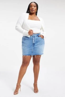 Buy ⌛ GOOD AMERICAN Tops KNITTED CROP CARDIGAN | IVORY001 💯 16 GOOD AMERICAN Tops KNITTED CROP CARDIGAN | IVORY001