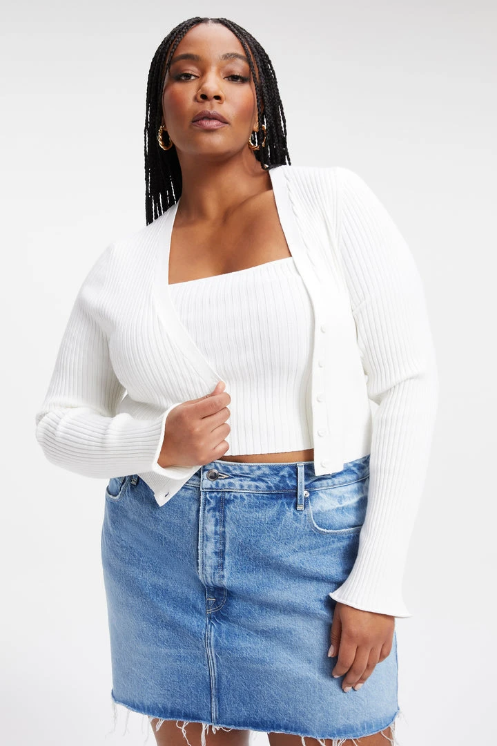 Buy ⌛ GOOD AMERICAN Tops KNITTED CROP CARDIGAN | IVORY001 💯 7 GOOD AMERICAN Tops KNITTED CROP CARDIGAN | IVORY001