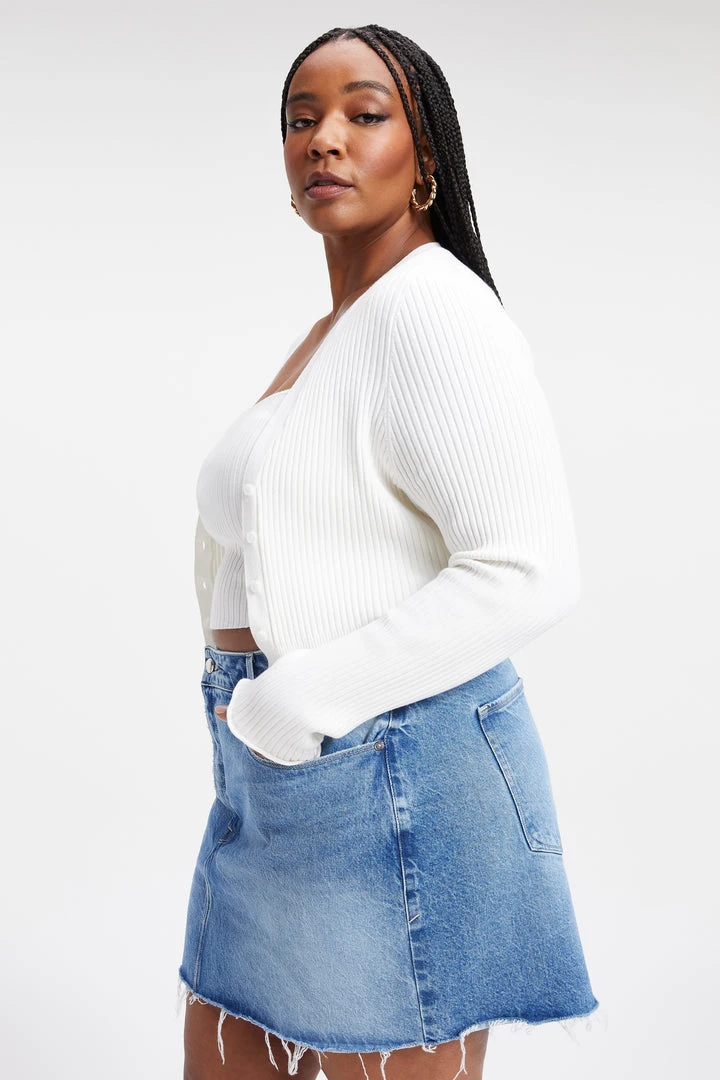 Buy ⌛ GOOD AMERICAN Tops KNITTED CROP CARDIGAN | IVORY001 💯 8 GOOD AMERICAN Tops KNITTED CROP CARDIGAN | IVORY001