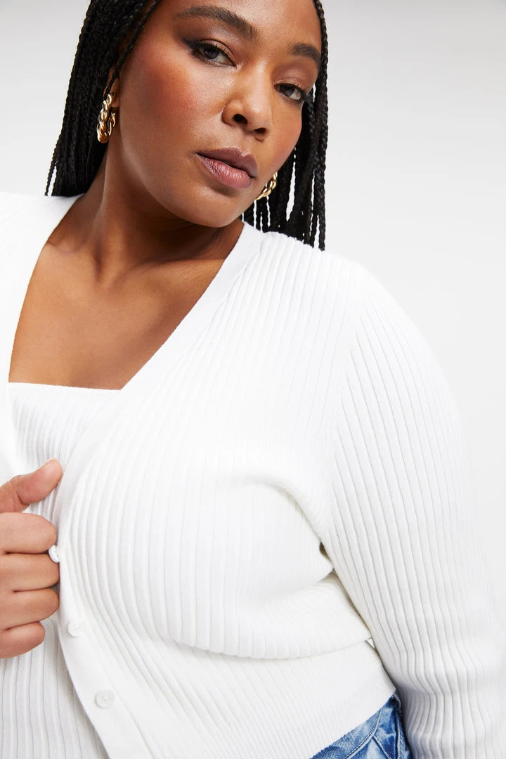 Buy ⌛ GOOD AMERICAN Tops KNITTED CROP CARDIGAN | IVORY001 💯 10 GOOD AMERICAN Tops KNITTED CROP CARDIGAN | IVORY001