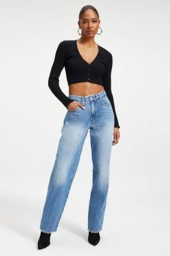 GOOD AMERICAN KNITTED CROP CARDIGAN | BLACK001