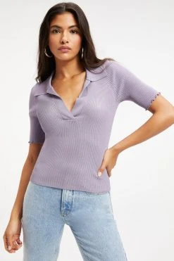 GA-SALE RIBBED POLO | DUSTY VIOLET001