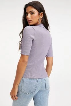 GA-SALE RIBBED POLO | DUSTY VIOLET001